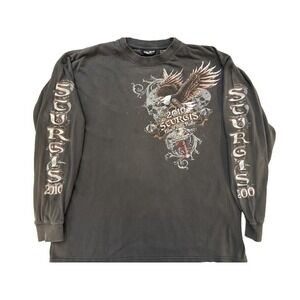 Sturgis Shirt Long Sleeve Mens Large Black Hills Rally 2010 70th Anniversary